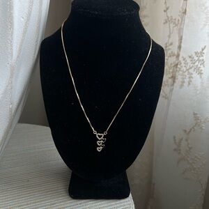 🩷- multi pavé covered and plain Gold Hearts dangle  Necklace